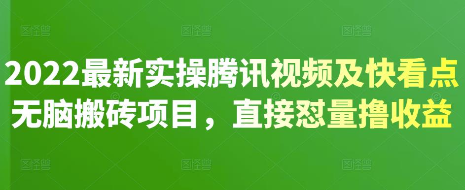 2022最新实操腾讯视频及快看点无脑搬砖项目，直接怼量撸收益￼-云动网创-专注网络创业项目推广与实战，致力于打造一个高质量的网络创业搞钱圈子。