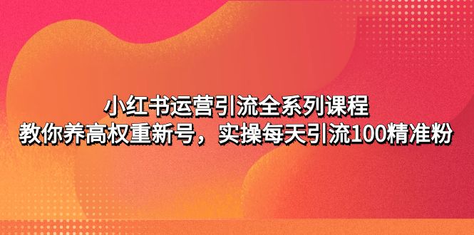 小红书运营引流全系列课程：教你养高权重新号，实操每天引流100精准粉-云动网创-专注网络创业项目推广与实战，致力于打造一个高质量的网络创业搞钱圈子。