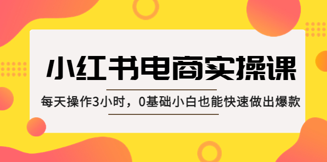 小红书·电商实操课：每天操作3小时，0基础小白也能快速做出爆款！-云动网创-专注网络创业项目推广与实战，致力于打造一个高质量的网络创业搞钱圈子。