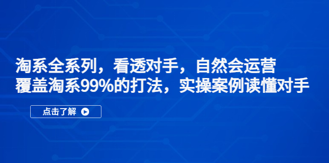 淘系全系列，看透对手，自然会运营，覆盖淘系99%·打法，实操案例读懂对手-云动网创-专注网络创业项目推广与实战，致力于打造一个高质量的网络创业搞钱圈子。