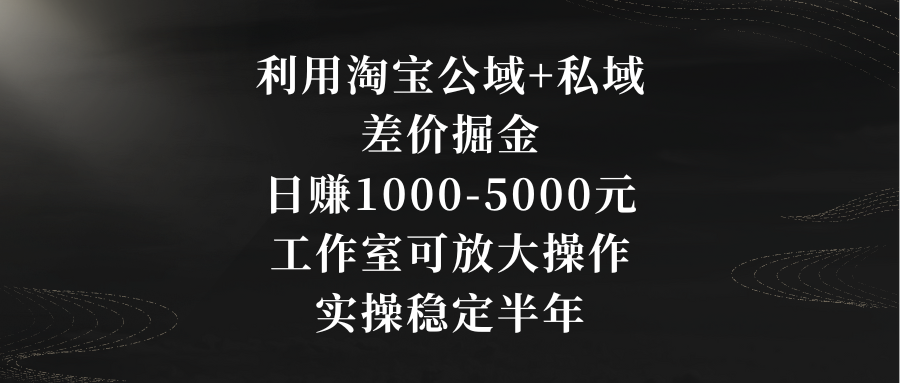 利用淘宝公域+私域差价掘金，日赚1000-5000元，工作室可放大操作，实操…-云动网创-专注网络创业项目推广与实战，致力于打造一个高质量的网络创业搞钱圈子。