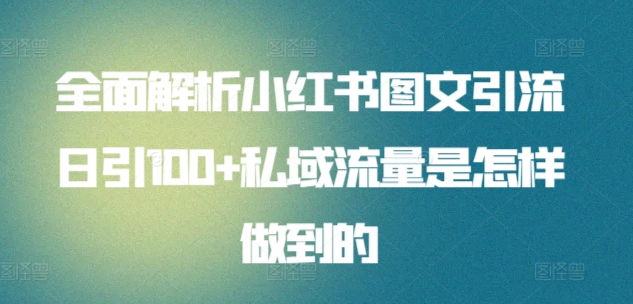 全面解析小红书图文引流日引100+私域流量是怎样做到的-云动网创-专注网络创业项目推广与实战，致力于打造一个高质量的网络创业搞钱圈子。