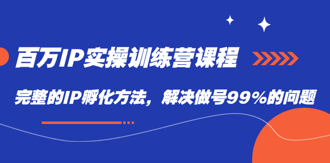 百万IP实战训练营课程，完整的IP孵化方法，解决做号99%的问题-云动网创-专注网络创业项目推广与实战，致力于打造一个高质量的网络创业搞钱圈子。