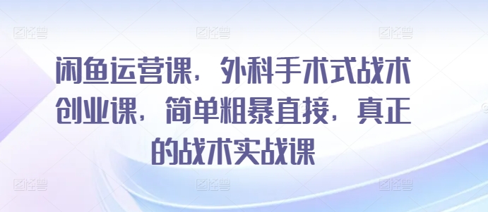 闲鱼运营课，外科手术式战术创业课，简单粗暴直接，真正的战术实战课-云动网创-专注网络创业项目推广与实战，致力于打造一个高质量的网络创业搞钱圈子。