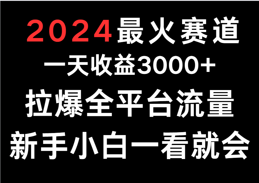 2024最火赛道，一天收一3000+.拉爆全平台流量，新手小白一看就会-云动网创-专注网络创业项目推广与实战，致力于打造一个高质量的网络创业搞钱圈子。