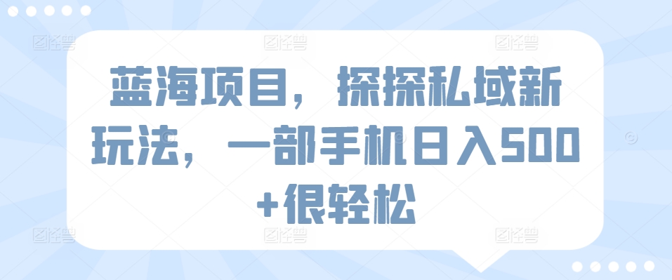 蓝海项目，探探私域新玩法，一部手机日入500+很轻松-云动网创-专注网络创业项目推广与实战，致力于打造一个高质量的网络创业搞钱圈子。