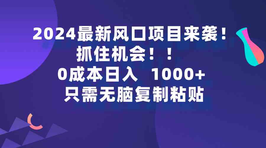 （9899期）2024最新风口项目来袭，抓住机会，0成本一部手机日入1000+，只需无脑复…-云动网创-专注网络创业项目推广与实战，致力于打造一个高质量的网络创业搞钱圈子。