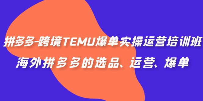 拼多多-跨境TEMU爆单实操运营培训班，海外拼多多的选品、运营、爆单-云动网创-专注网络创业项目推广与实战，致力于打造一个高质量的网络创业搞钱圈子。