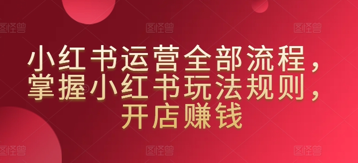 小红书运营全部流程，掌握小红书玩法规则，开店赚钱-云动网创-专注网络创业项目推广与实战，致力于打造一个高质量的网络创业搞钱圈子。
