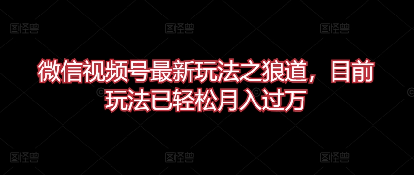 微信视频号最新玩法之狼道，目前玩法已轻松月入过万-云动网创-专注网络创业项目推广与实战，致力于打造一个高质量的网络创业搞钱圈子。