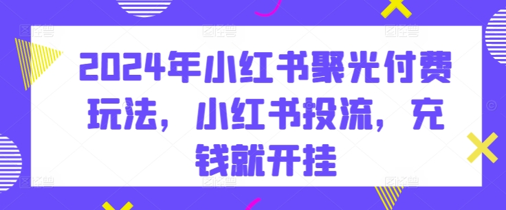 2024年小红书聚光付费玩法，小红书投流，充钱就开挂-云动网创-专注网络创业项目推广与实战，致力于打造一个高质量的网络创业搞钱圈子。