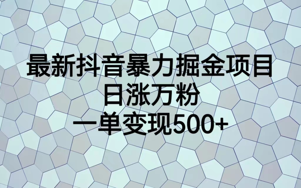 最火热的抖音暴力掘金项目，日涨万粉，多种变现方式，一单变现可达500+-云动网创-专注网络创业项目推广与实战，致力于打造一个高质量的网络创业搞钱圈子。