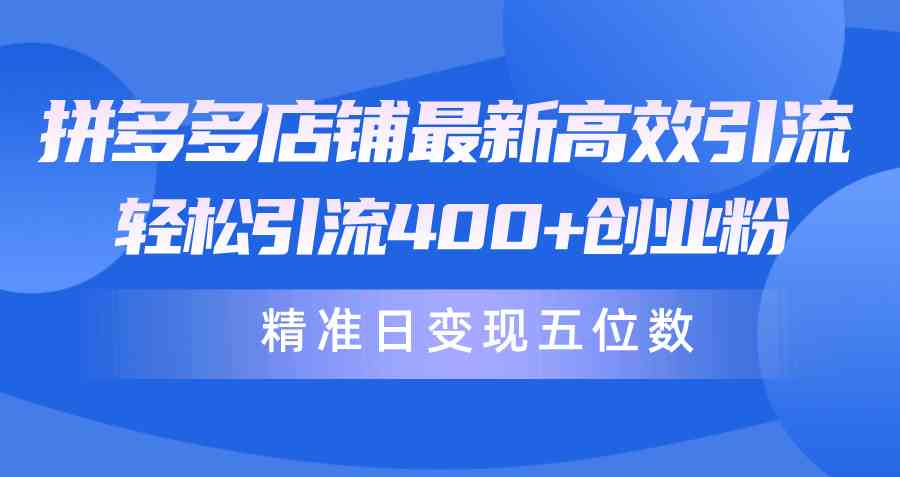 （10041期）拼多多店铺最新高效引流术，轻松引流400+创业粉，精准日变现五位数！-云动网创-专注网络创业项目推广与实战，致力于打造一个高质量的网络创业搞钱圈子。