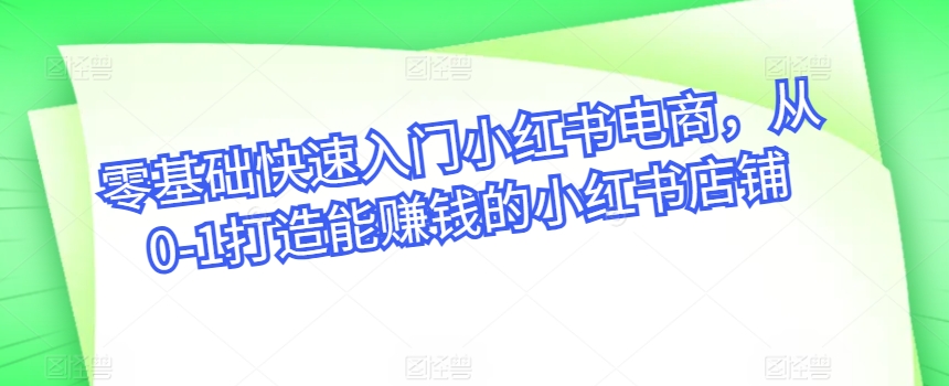 零基础快速入门小红书电商，从0-1打造能赚钱的小红书店铺-云动网创-专注网络创业项目推广与实战，致力于打造一个高质量的网络创业搞钱圈子。