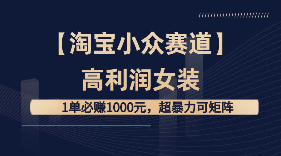 【淘宝小众赛道】高利润女装：1单必赚1000元，超暴力可矩阵-云动网创-专注网络创业项目推广与实战，致力于打造一个高质量的网络创业搞钱圈子。