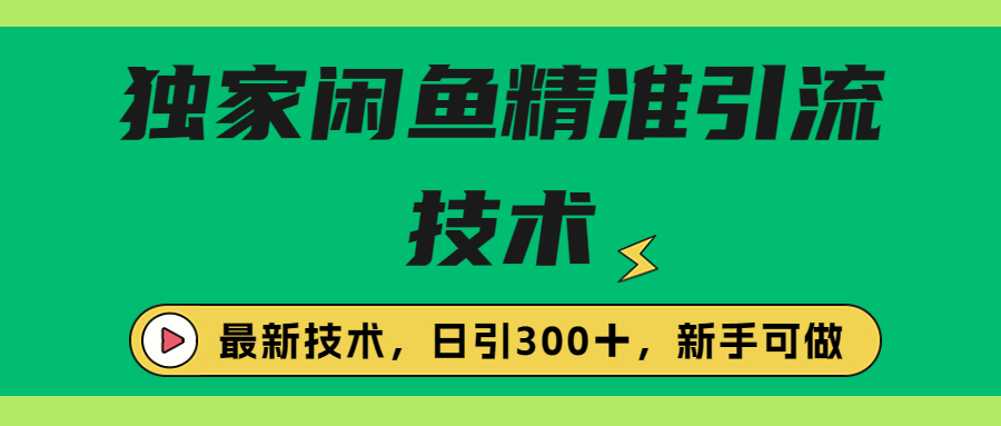 独家闲鱼引流技术，日引300＋实战玩法-云动网创-专注网络创业项目推广与实战，致力于打造一个高质量的网络创业搞钱圈子。