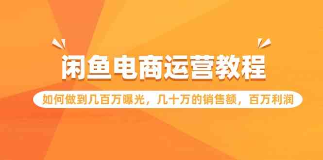 （9560期）闲鱼电商运营教程：如何做到几百万曝光，几十万的销售额，百万利润-云动网创-专注网络创业项目推广与实战，致力于打造一个高质量的网络创业搞钱圈子。