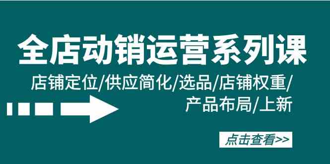 （9845期）全店·动销运营系列课：店铺定位/供应简化/选品/店铺权重/产品布局/上新-云动网创-专注网络创业项目推广与实战，致力于打造一个高质量的网络创业搞钱圈子。