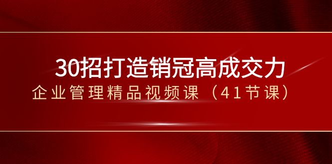 30招-打造销冠高成交力-企业管理精品视频课（41节课）-云动网创-专注网络创业项目推广与实战，致力于打造一个高质量的网络创业搞钱圈子。