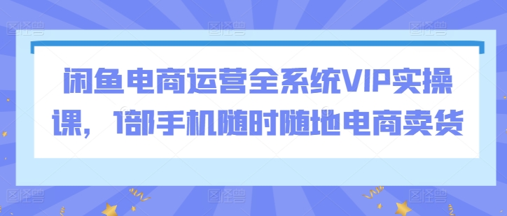 闲鱼电商运营全系统VIP实操课，1部手机随时随地电商卖货-云动网创-专注网络创业项目推广与实战，致力于打造一个高质量的网络创业搞钱圈子。