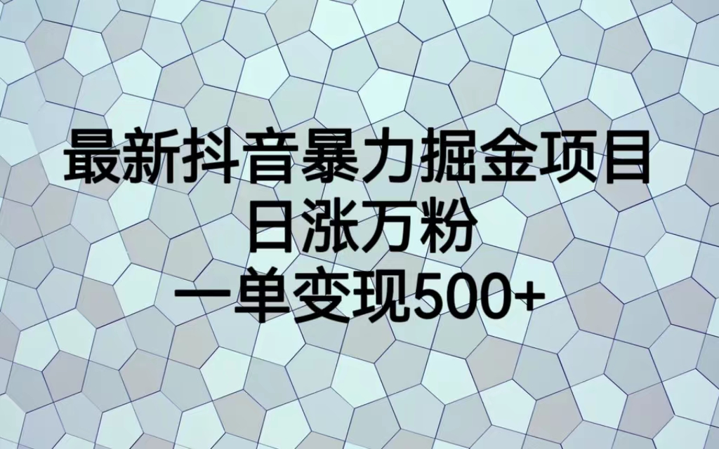 最新抖音暴力掘金项目，日涨万粉，一单变现500+-云动网创-专注网络创业项目推广与实战，致力于打造一个高质量的网络创业搞钱圈子。