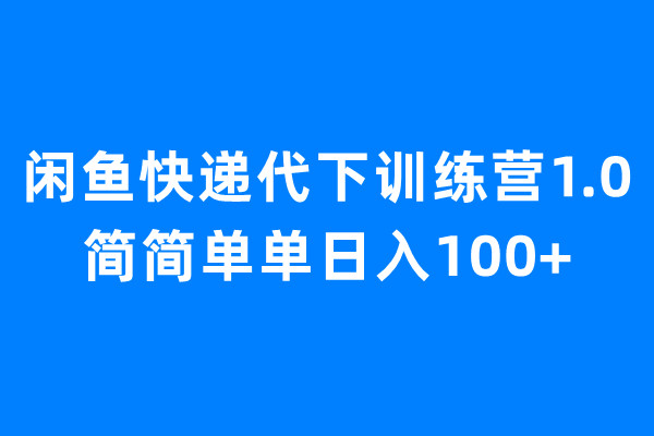 闲鱼快递代下训练营1.0，简简单单日入100+-云动网创-专注网络创业项目推广与实战，致力于打造一个高质量的网络创业搞钱圈子。