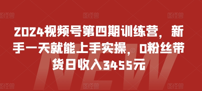 2024视频号第四期训练营，新手一天就能上手实操，0粉丝带货日收入3455元-云动网创-专注网络创业项目推广与实战，致力于打造一个高质量的网络创业搞钱圈子。