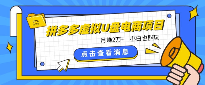 拼多多虚拟U盘电商红利项目：月赚2万+，新手小白也能玩-云动网创-专注网络创业项目推广与实战，致力于打造一个高质量的网络创业搞钱圈子。