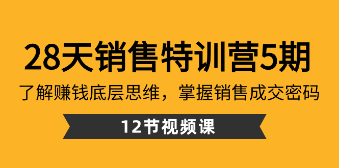 28天·销售特训营5期：了解赚钱底层思维，掌握销售成交密码（12节课）-云动网创-专注网络创业项目推广与实战，致力于打造一个高质量的网络创业搞钱圈子。