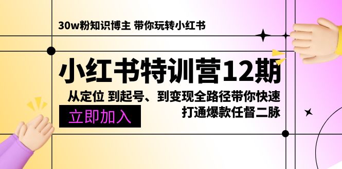 （10666期）小红书特训营12期：从定位 到起号、到变现全路径带你快速打通爆款任督二脉-云动网创-专注网络创业项目推广与实战，致力于打造一个高质量的网络创业搞钱圈子。