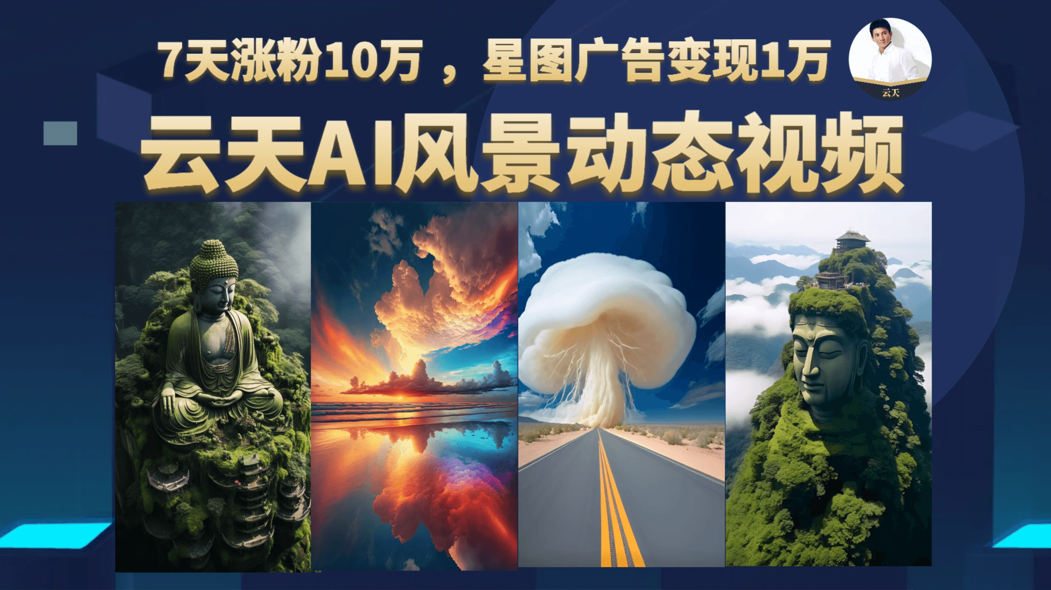 云天AI风景动图视频制作，7天涨粉10万 ，星图广告变现1万-云动网创-专注网络创业项目推广与实战，致力于打造一个高质量的网络创业搞钱圈子。