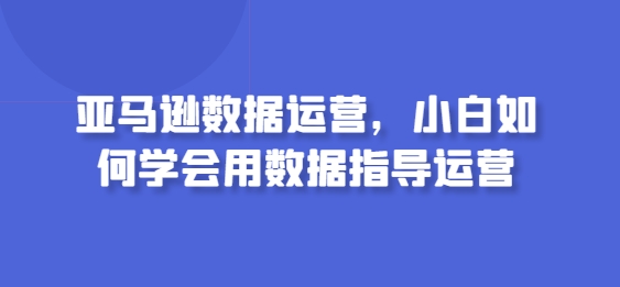 亚马逊数据运营，小白如何学会用数据指导运营-云动网创-专注网络创业项目推广与实战，致力于打造一个高质量的网络创业搞钱圈子。