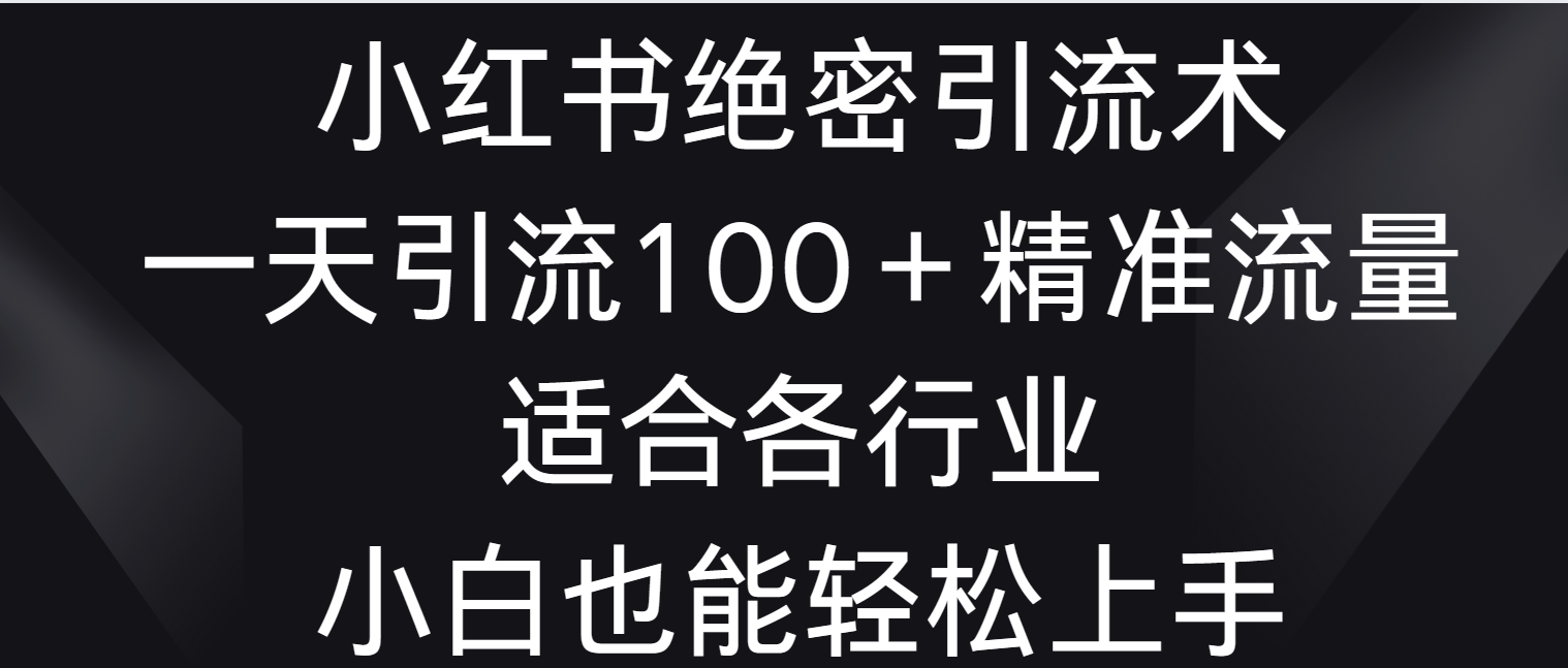 小红书绝密引流术，一天引流100＋精准流量，适合各个行业，小白也能轻松上手-云动网创-专注网络创业项目推广与实战，致力于打造一个高质量的网络创业搞钱圈子。