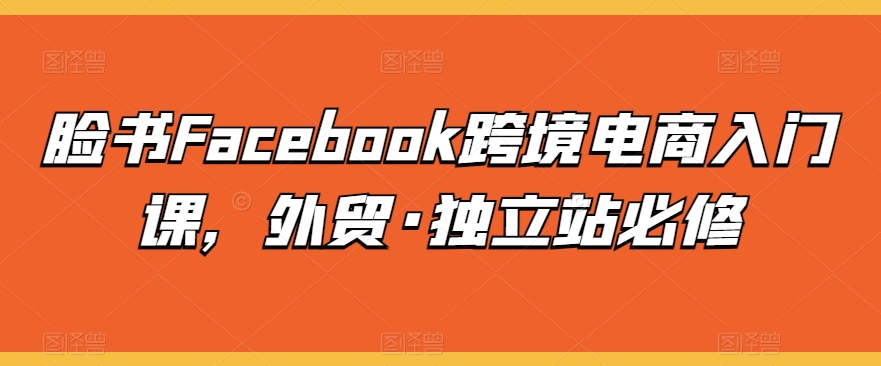 脸书Facebook跨境电商入门课，外贸·独立站必修-云动网创-专注网络创业项目推广与实战，致力于打造一个高质量的网络创业搞钱圈子。