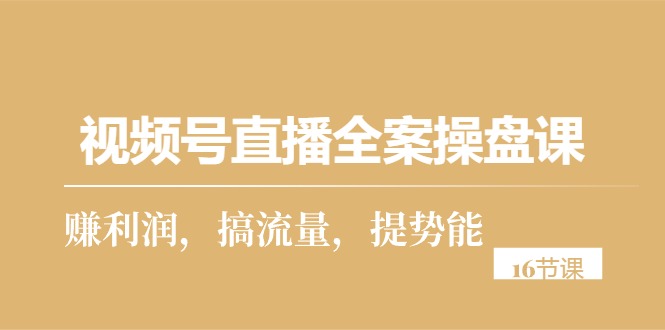 （10207期）视频号直播全案操盘课，赚利润，搞流量，提势能（16节课）-云动网创-专注网络创业项目推广与实战，致力于打造一个高质量的网络创业搞钱圈子。