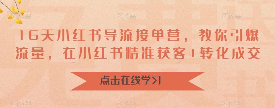 16天-小红书 导流接单营，教你引爆流量，在小红书精准获客+转化成交-云动网创-专注网络创业项目推广与实战，致力于打造一个高质量的网络创业搞钱圈子。