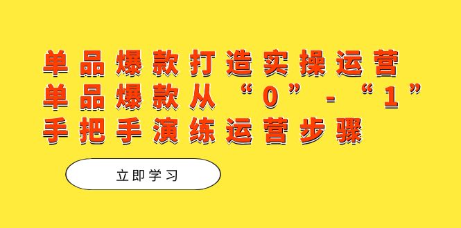 单品爆款打造实操运营，单品爆款从“0”-“1”手把手演练运营步骤-云动网创-专注网络创业项目推广与实战，致力于打造一个高质量的网络创业搞钱圈子。