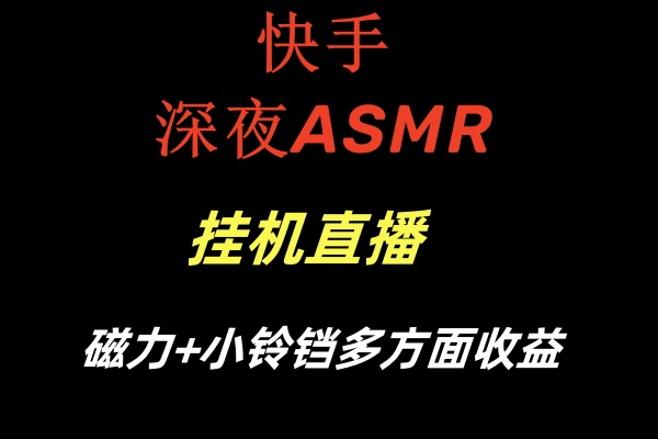 快手深夜ASMR挂机直播磁力+小铃铛多方面收益-云动网创-专注网络创业项目推广与实战，致力于打造一个高质量的网络创业搞钱圈子。