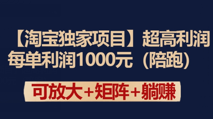 【淘宝独家项目】超高利润：每单利润1000元-云动网创-专注网络创业项目推广与实战，致力于打造一个高质量的网络创业搞钱圈子。