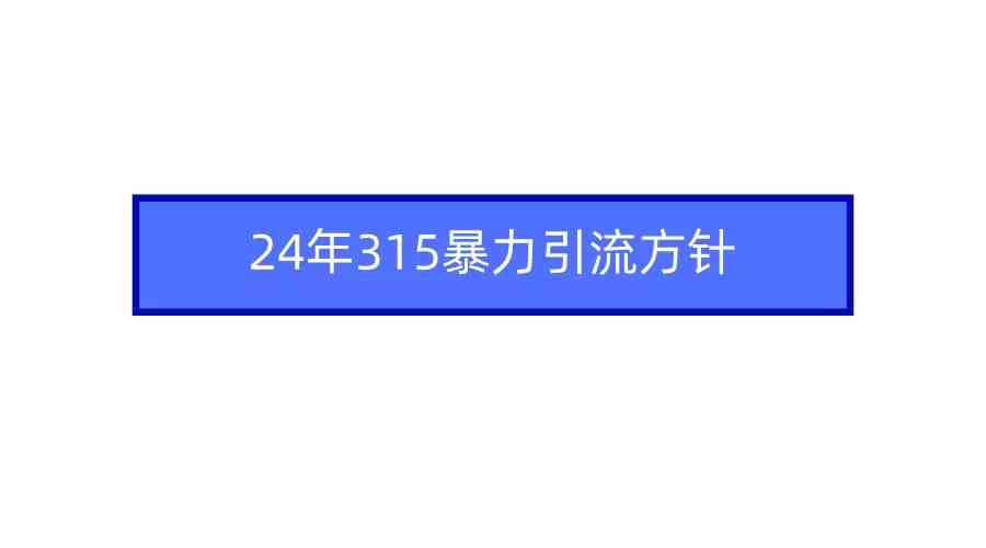 （9398期）2024年315暴力引流方针-云动网创-专注网络创业项目推广与实战，致力于打造一个高质量的网络创业搞钱圈子。