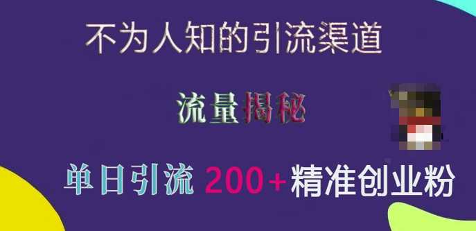 不为人知的引流渠道，流量揭秘，实测单日引流200+精准创业粉【揭秘】-云动网创-专注网络创业项目推广与实战，致力于打造一个高质量的网络创业搞钱圈子。