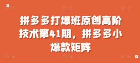 拼多多打爆班原创高阶技术第41期，拼多多小爆款矩阵-云动网创-专注网络创业项目推广与实战，致力于打造一个高质量的网络创业搞钱圈子。