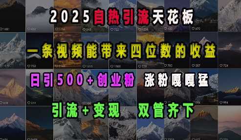 2025自热引流天花板，一条视频能带来四位数的收益，引流+变现双管齐下，日引500+创业粉，涨粉嘎嘎猛-云动网创-专注网络创业项目推广与实战，致力于打造一个高质量的网络创业搞钱圈子。