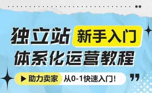 独立站新手入门体系化运营教程，助力独立站卖家从0-1快速入门!-云动网创-专注网络创业项目推广与实战，致力于打造一个高质量的网络创业搞钱圈子。