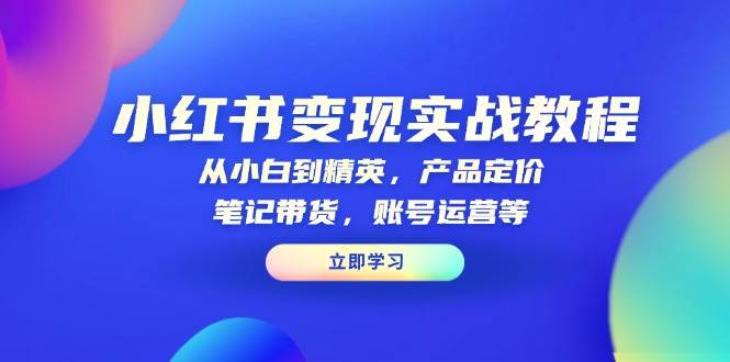 小红书变现实战教程：从小白到精英，产品定价，笔记带货，账号运营等-云动网创-专注网络创业项目推广与实战，致力于打造一个高质量的网络创业搞钱圈子。