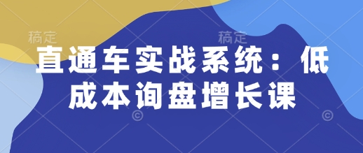 直通车实战系统：低成本询盘增长课，让个人通过技能实现升职加薪，让企业低成本获客，订单源源不断-云动网创-专注网络创业项目推广与实战，致力于打造一个高质量的网络创业搞钱圈子。