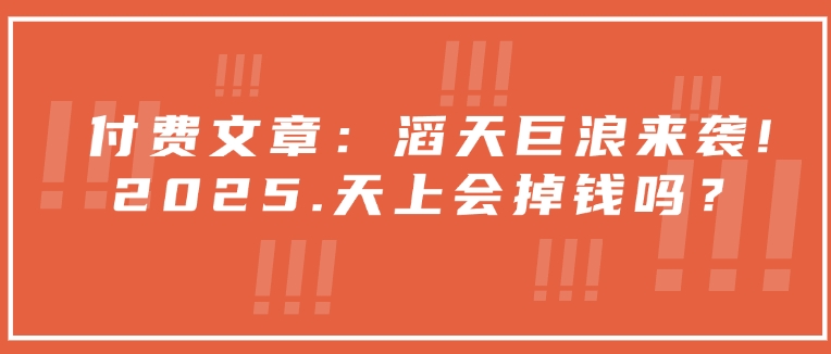 付费文章：滔天巨浪来袭！2025天上会掉钱吗？-云动网创-专注网络创业项目推广与实战，致力于打造一个高质量的网络创业搞钱圈子。