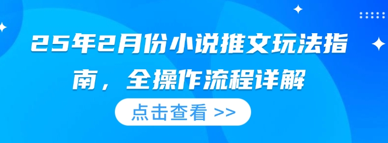 25年2月份小说推文玩法指南，全操作流程详解-云动网创-专注网络创业项目推广与实战，致力于打造一个高质量的网络创业搞钱圈子。