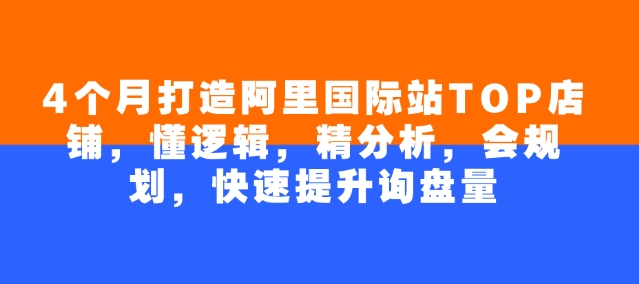 4个月打造阿里国际站TOP店铺，懂逻辑，精分析，会规划，快速提升询盘量-云动网创-专注网络创业项目推广与实战，致力于打造一个高质量的网络创业搞钱圈子。