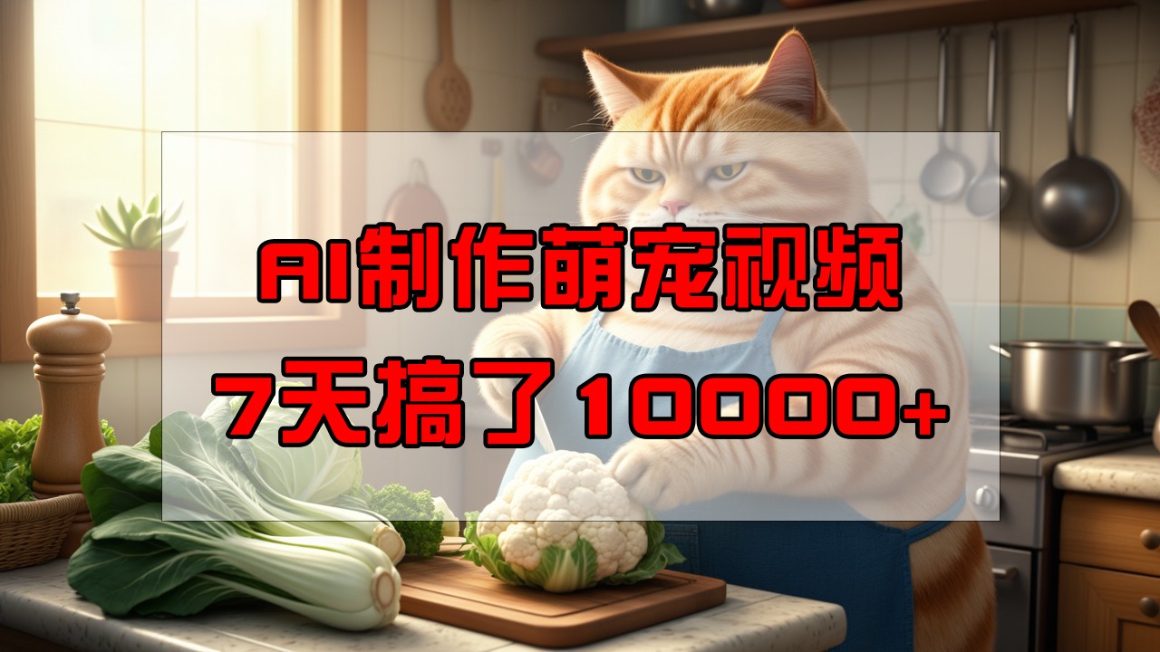 靠AI制作萌宠视频，7天搞了1万+，操作简单门槛低，有手机就行-云动网创-专注网络创业项目推广与实战，致力于打造一个高质量的网络创业搞钱圈子。